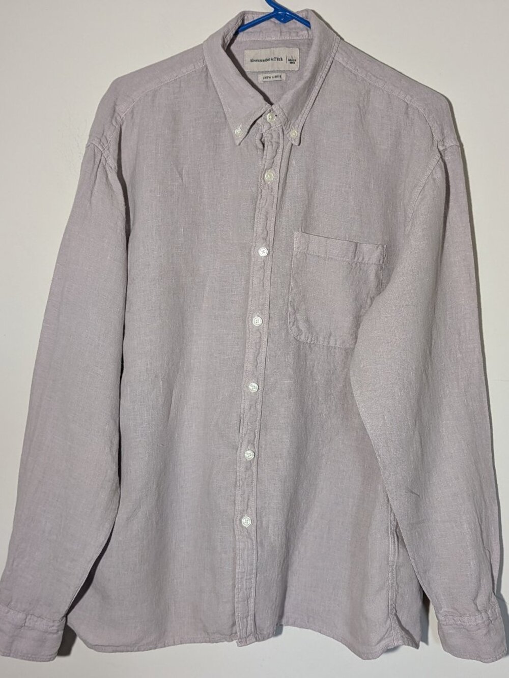 Abercrombie & Fitch 100% Casual Linen Button Up Shirt Size L Brown Tan